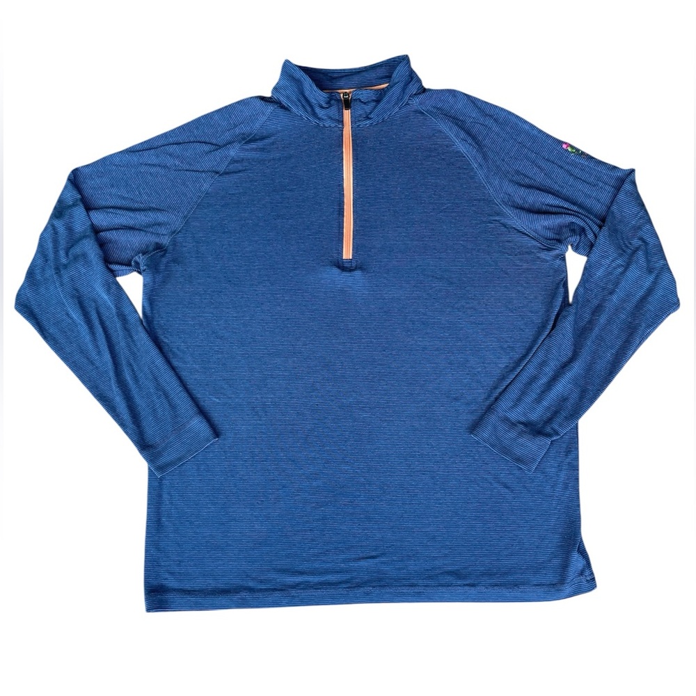 Men's Straight Down Golf Quarter Zip Blue and Orange Size XXL